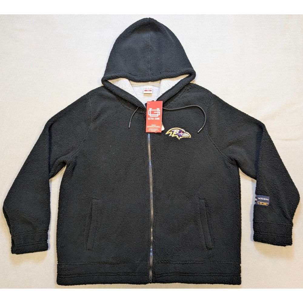 Baltimore Ravens Jacket Womens 2XL XXL Black Sherpa Fleece Full Zip New NFL